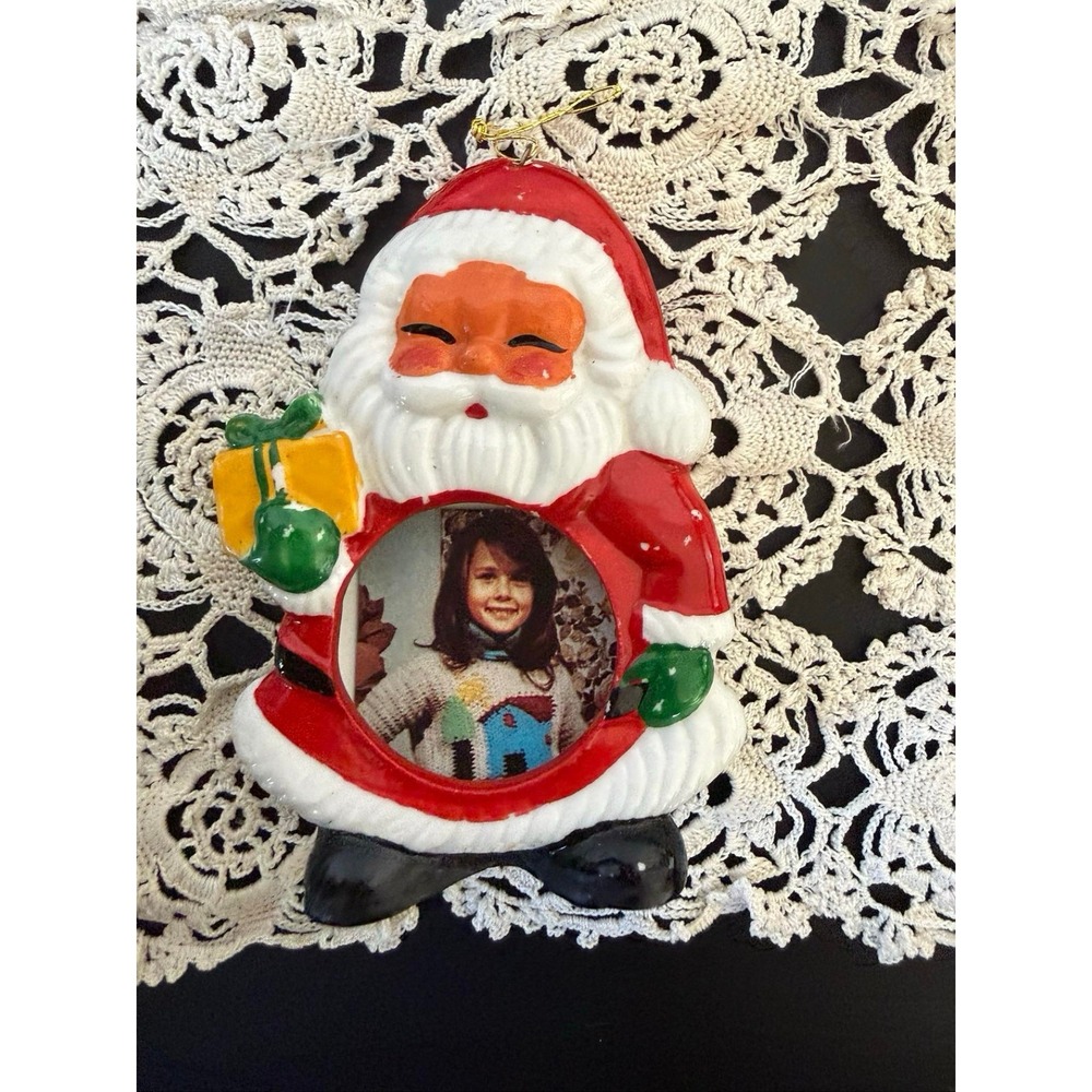 Memories Of Christmas Vintage Santa Picture Frame Ornament Ceramic Holiday Decor